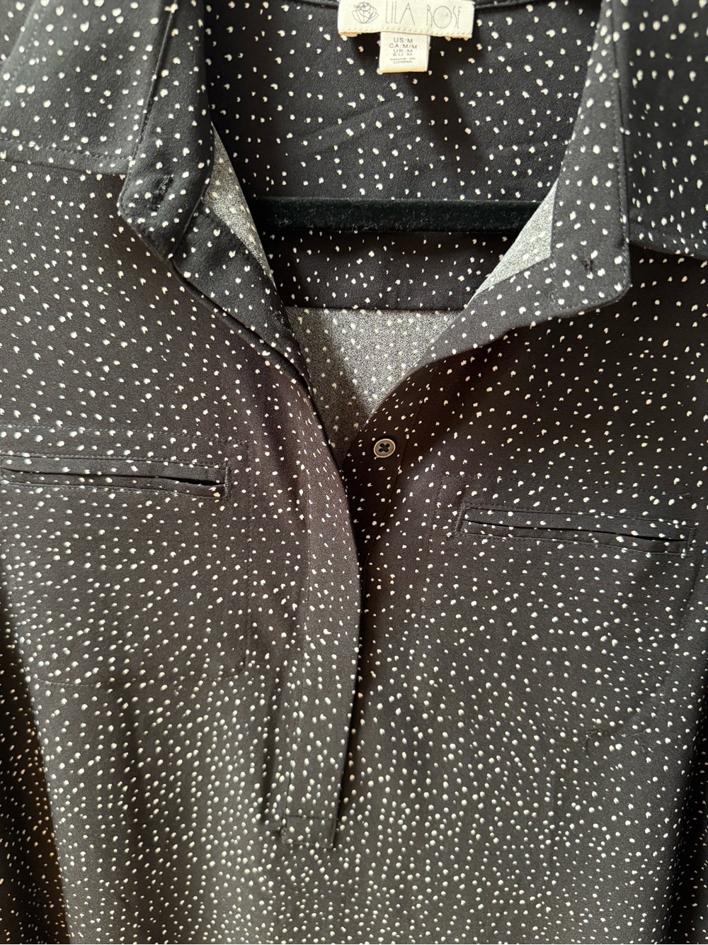 Lila Rose Black Micro Polka Dot Roll-Tab Sleeve Tunic Shirtdress‎ Size M - Picture 5 of 9